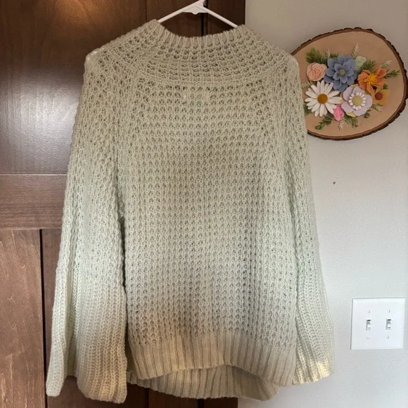 NWT Anthropologie Maeve Dionne Bell-Sleeved Sweater Plus Size 1X Mint Green - Picture 10 of 12
